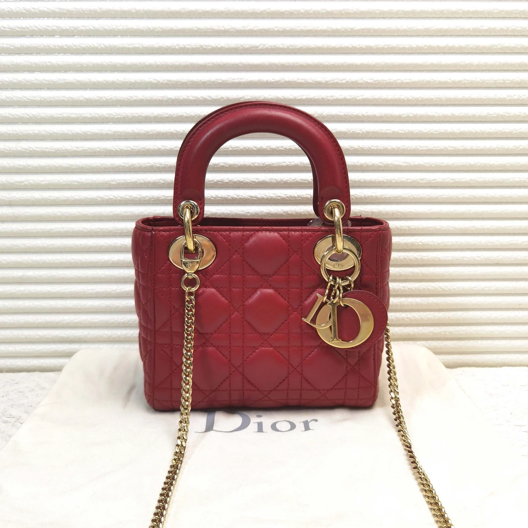 95新 DIOR/迪奥 Dior迪奥Lady三格戴妃包链条包斜挎包