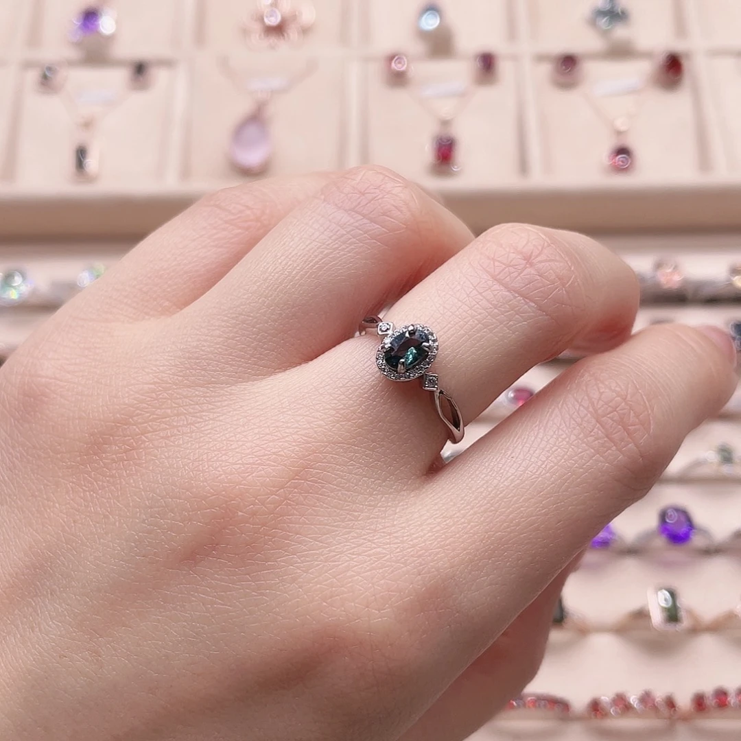 戒指蓝宝石银S925镶嵌戒指