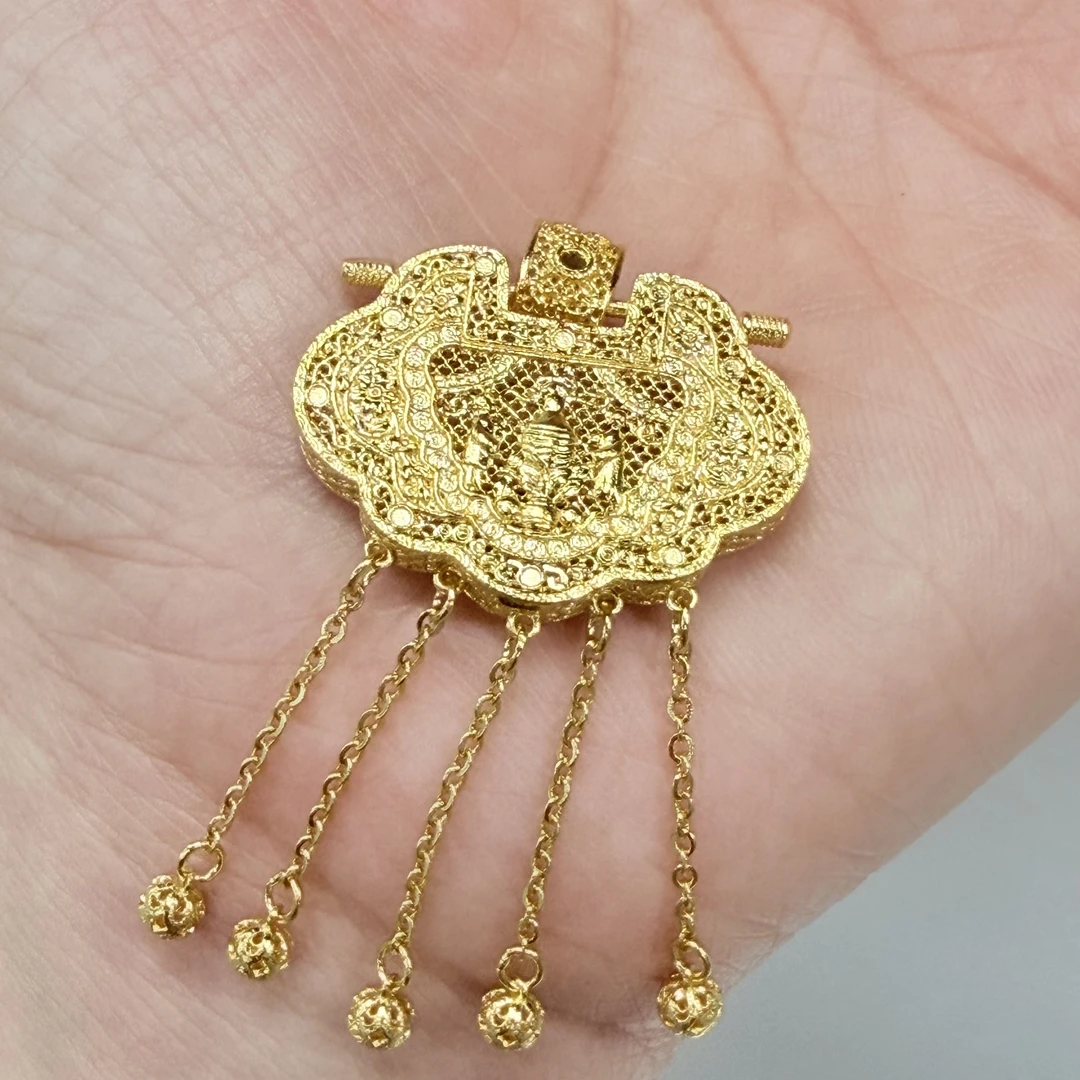 【金项链吊坠】素金绣球天子门生黄金吊坠5G足金999百搭送人零附加