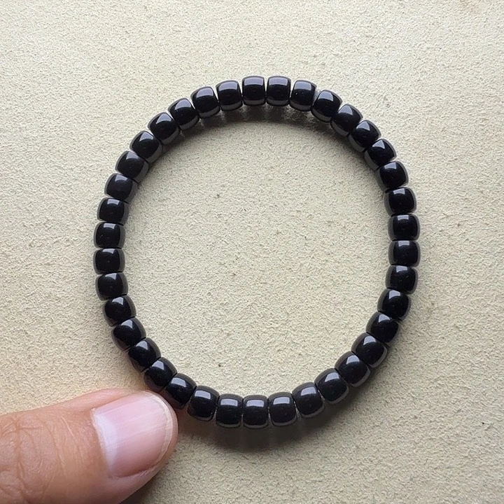 玛瑙/玉髓手链未镶嵌6.5mm黑玛瑙老型