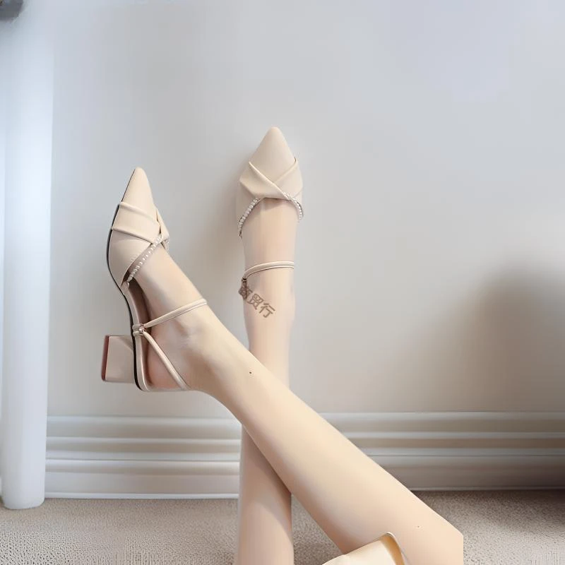 包头凉鞋女夏2025新款百搭法式绝美粗跟中跟仙女风配裙子外穿单鞋