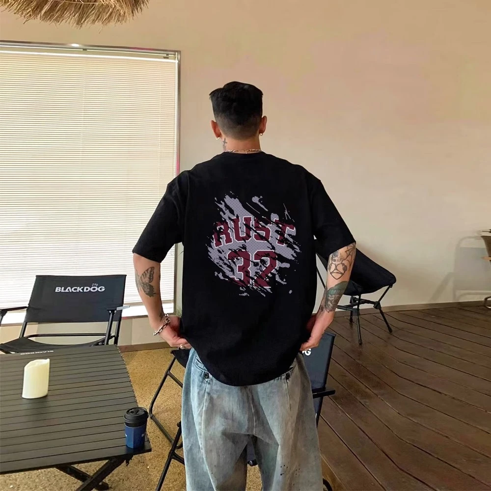 美式潮牌街头痞帅t恤男短袖重磅纯棉休闲运动小领口上衣夏夏季