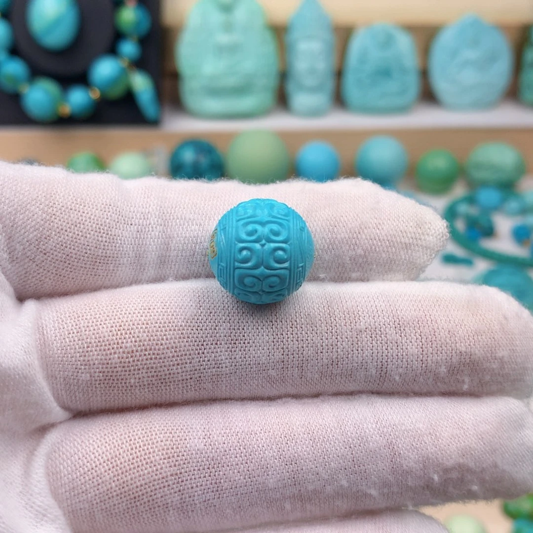 未镶嵌绿松石珠宝奇石14.6mm