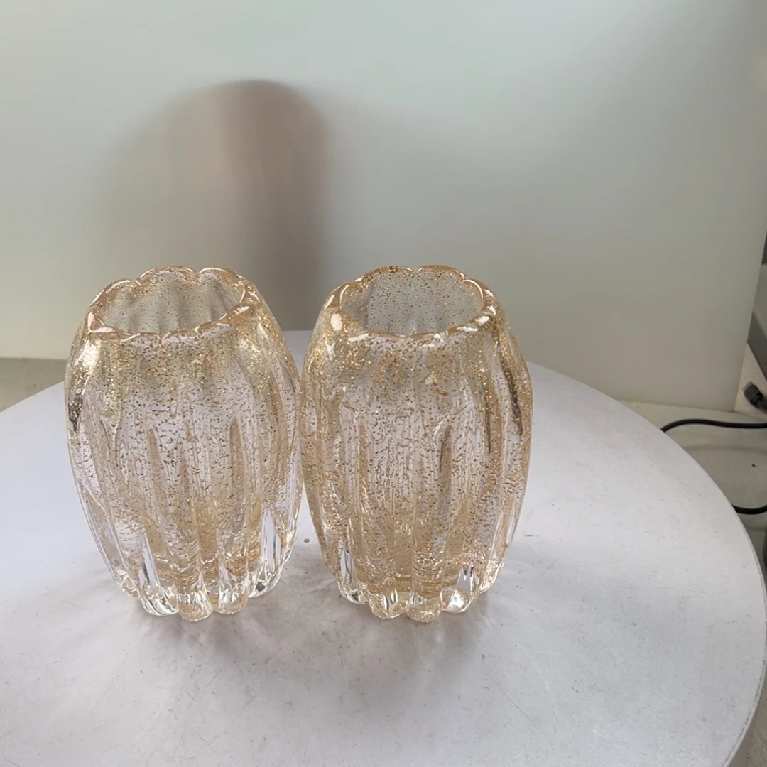 透明金星小花瓶高度13微瑕一对