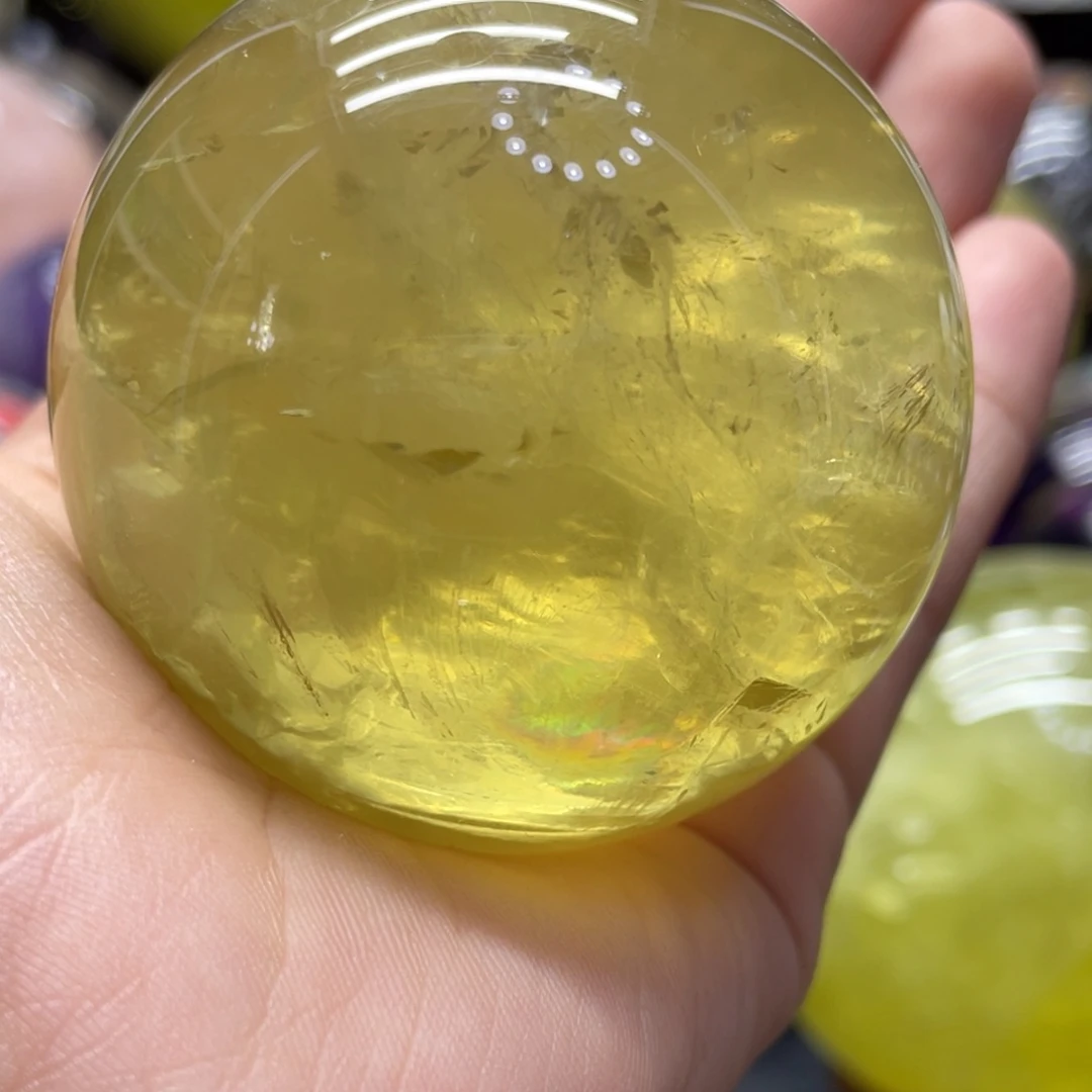 未镶嵌珠宝半成品水晶MM黄水晶球C1430