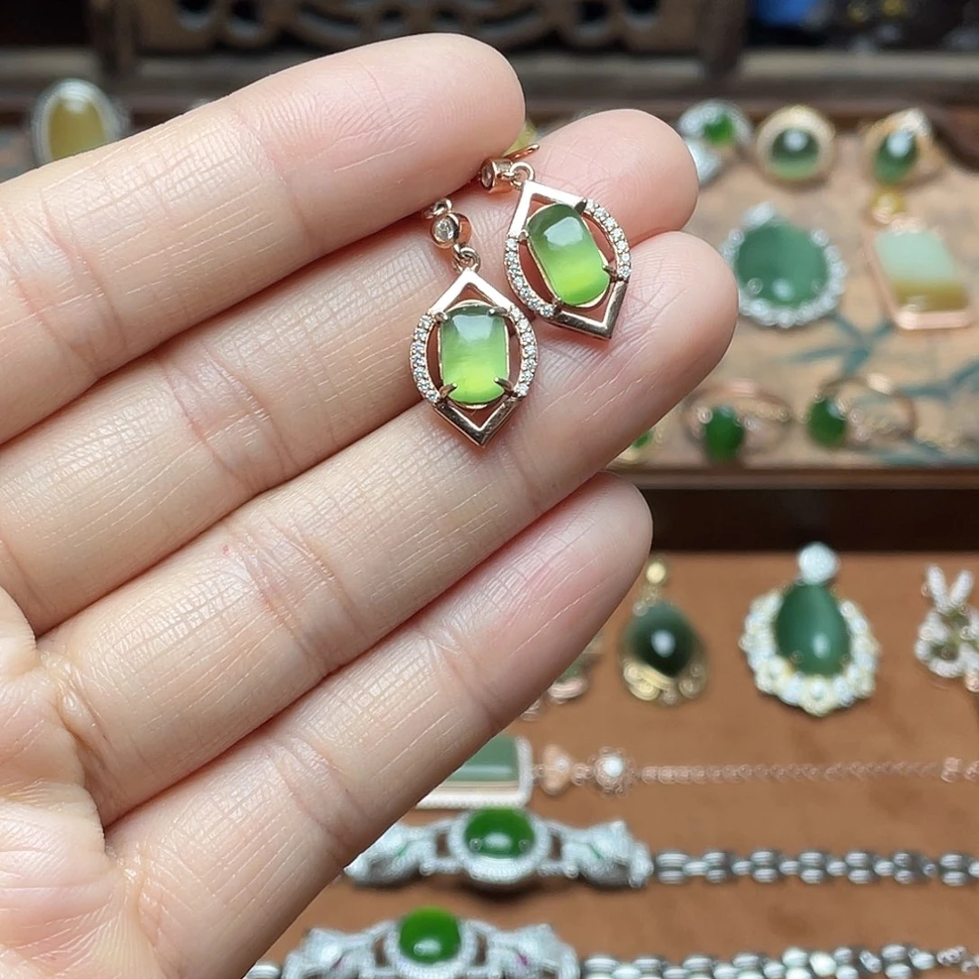 和田玉（碧玉）银S925镶嵌吊坠(不含链)