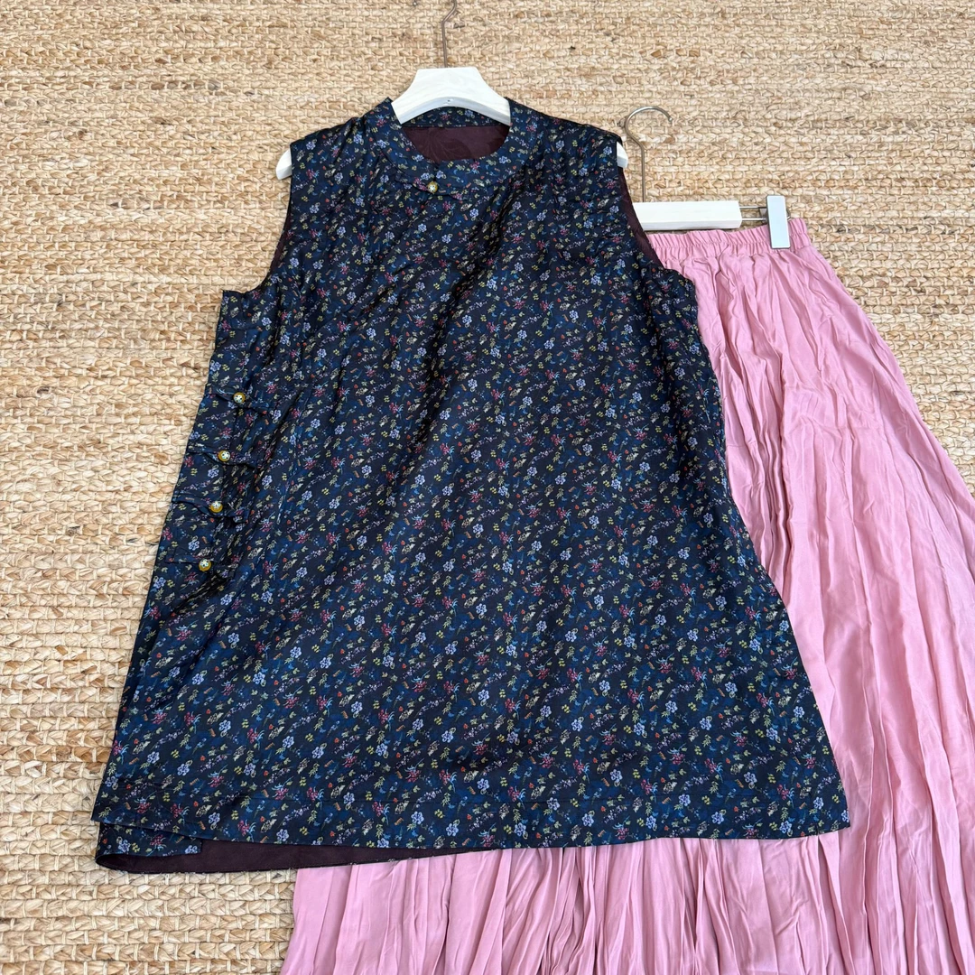 [鹤归]Z013夏季新中式奥黛旗袍文艺显瘦时尚气质复古旗袍