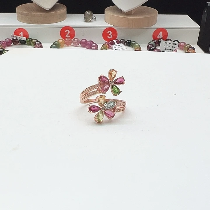 戒指银S925镶嵌碧玺21号