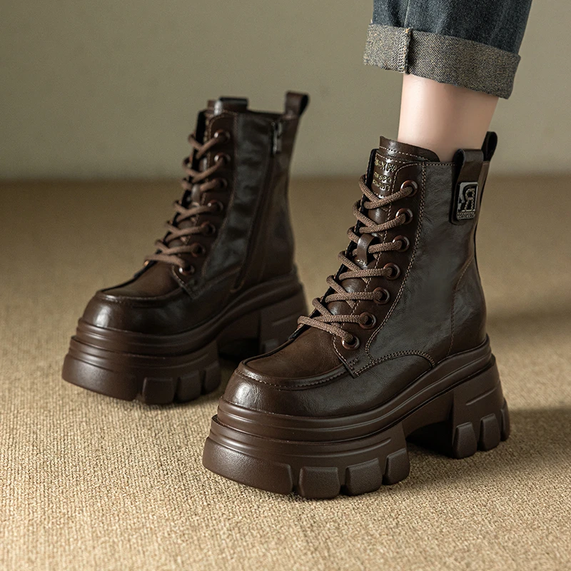 小个子增高10CM厚底马丁靴高帮休闲2025秋冬新款时尚百搭复古