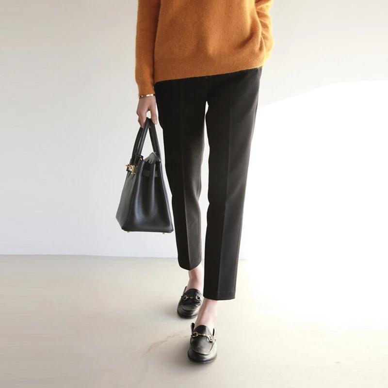 秋冬孕妇托腹宽松直筒裤孕妇装九分工装裤托腹西装裤秋冬加绒长裤