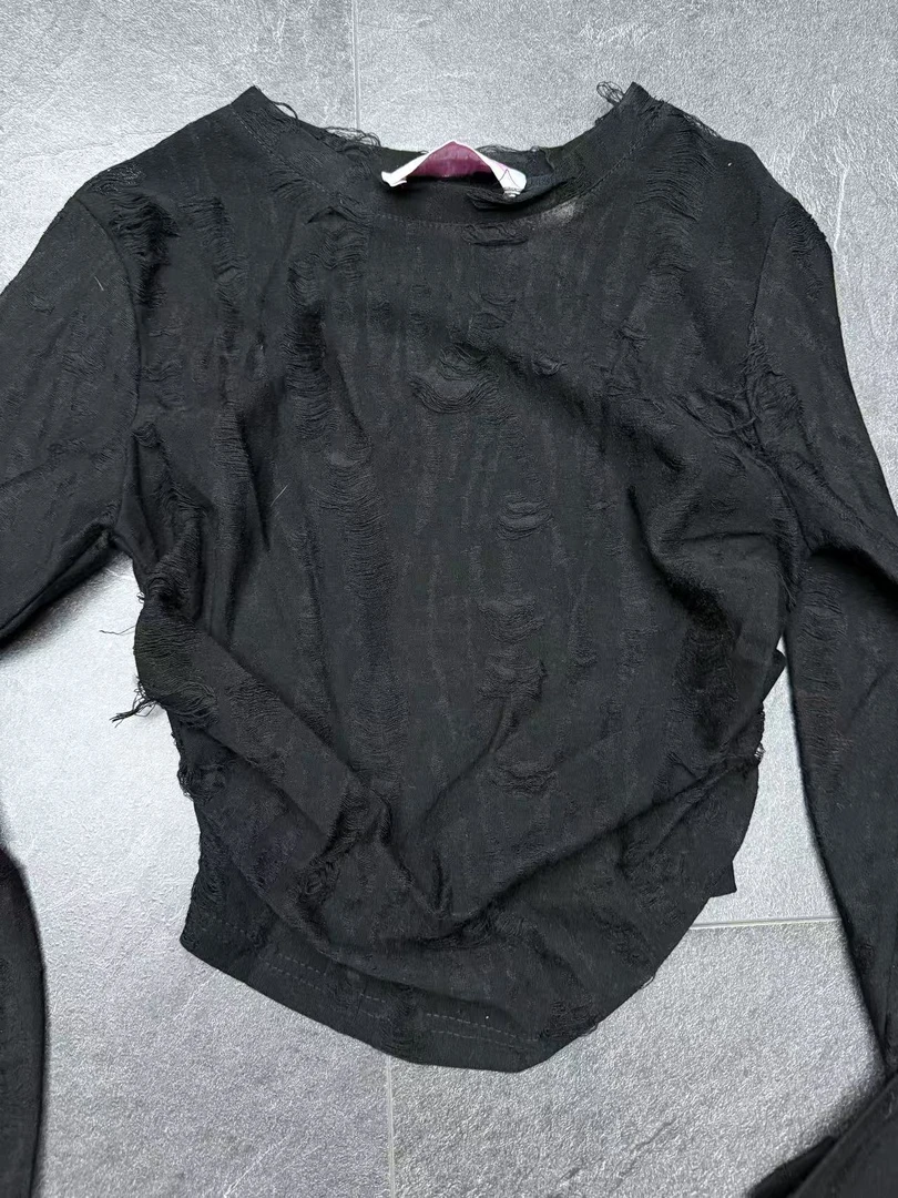 B8-2两色“做破”长袖上衣（8628）