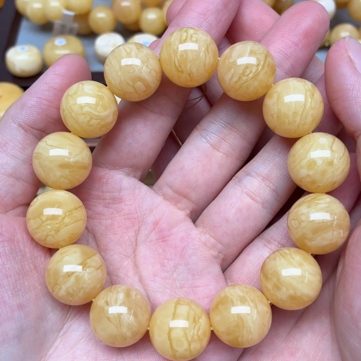 裸石蜜蜡未镶嵌16+虎皮同料手串