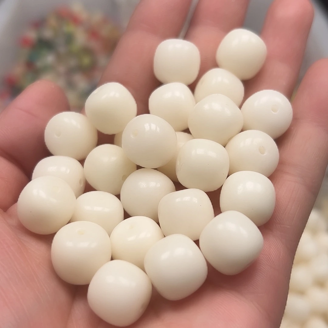 菩提根/象牙果手串50颗14尺寸大白兔桶珠微瑕