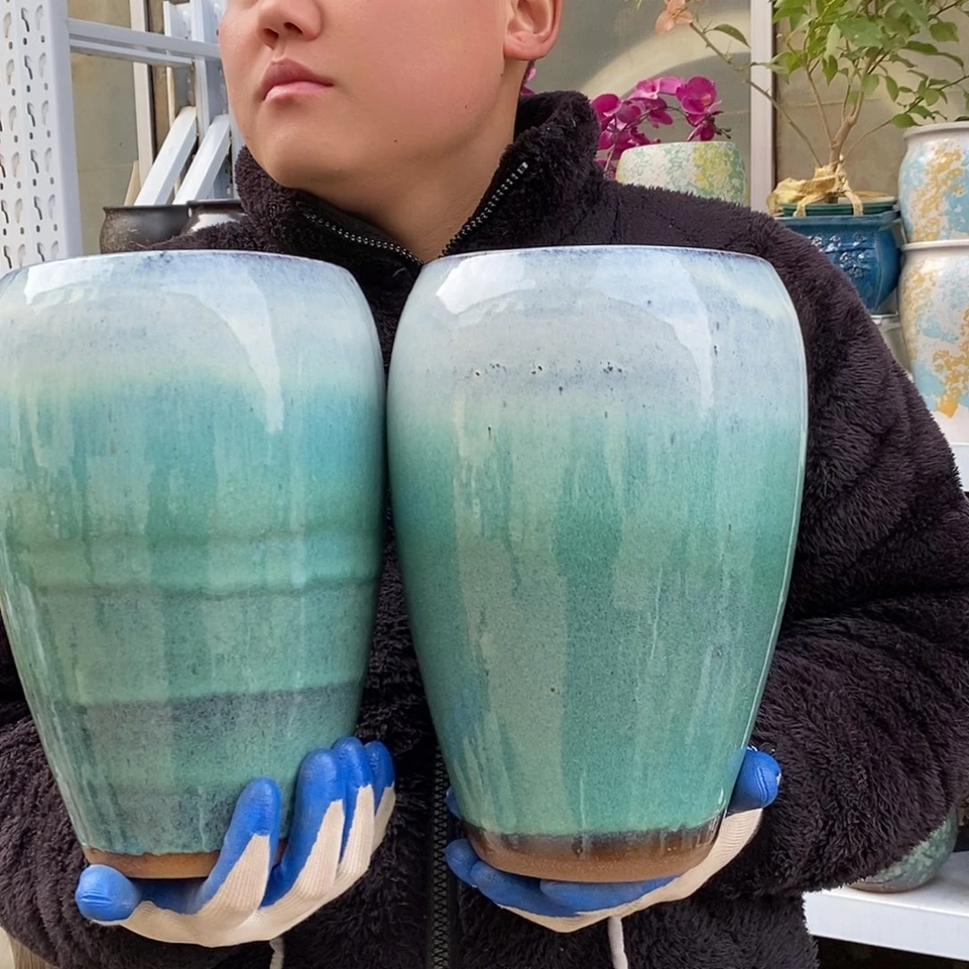 紫砂花盆口15高27处理俩个