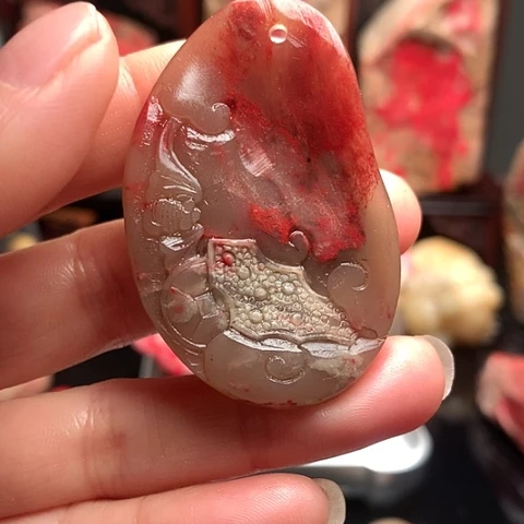 昌化石昌化鸡血石挂件