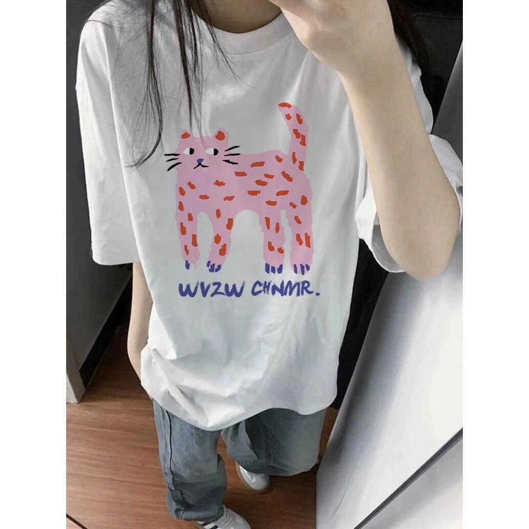 甜美日系白色短袖t恤女夏季2024新款宽松ins潮牌美式高街半袖上衣