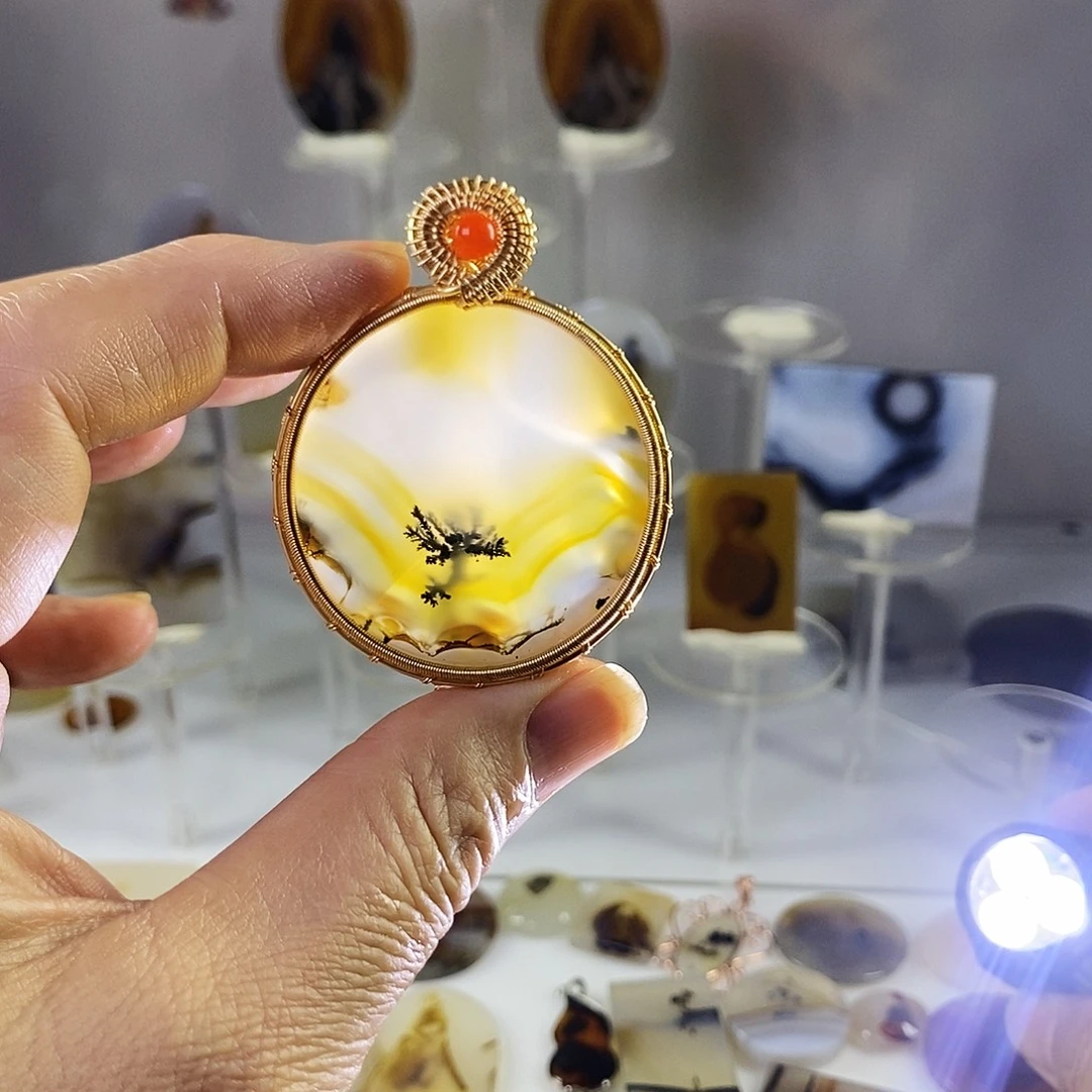 合成碳硅石非金属时尚图纹画面石饰品