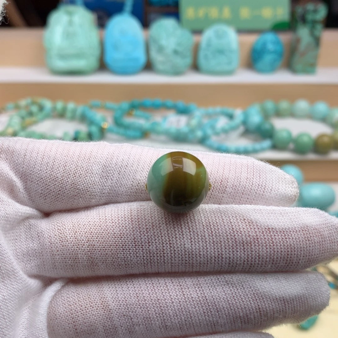 未镶嵌绿松石珠宝奇石14.6mm