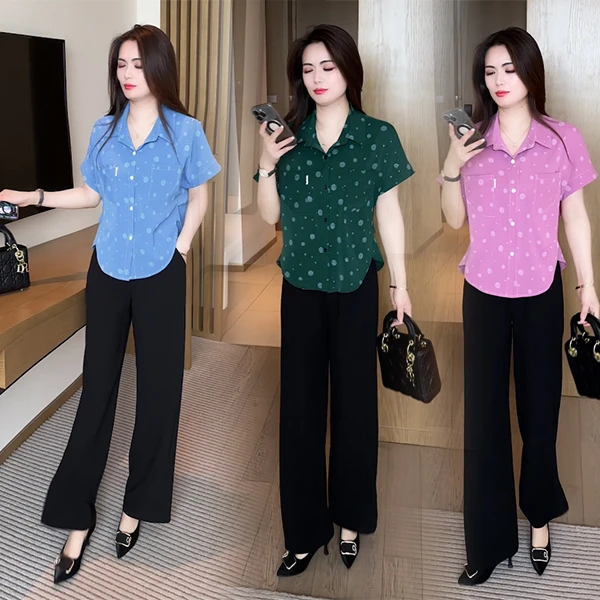 2025新款夏季穿搭衬衫休闲时尚洋气气质显瘦减龄女神短袖上衣40