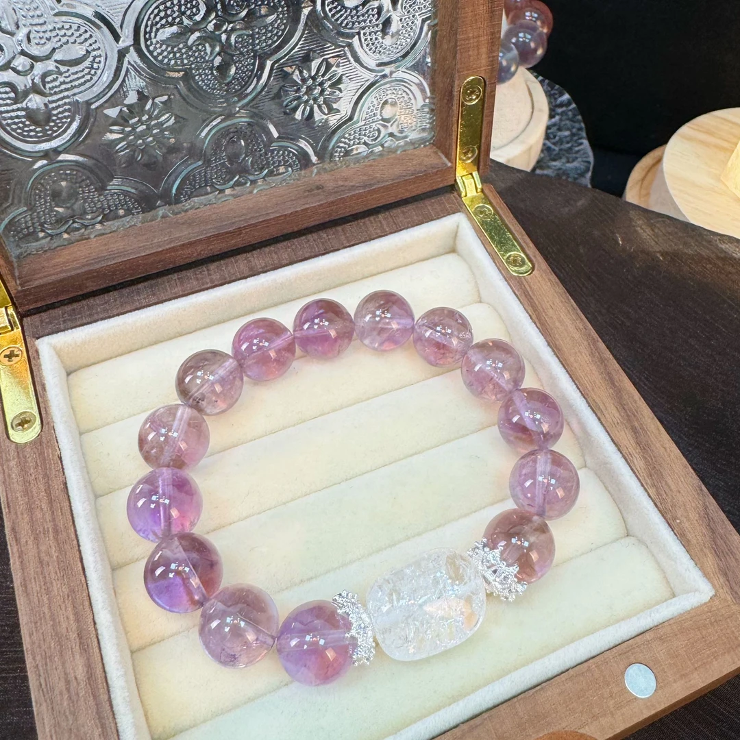 【玻利维亚紫水】天然水晶手串原创小众设计Z36