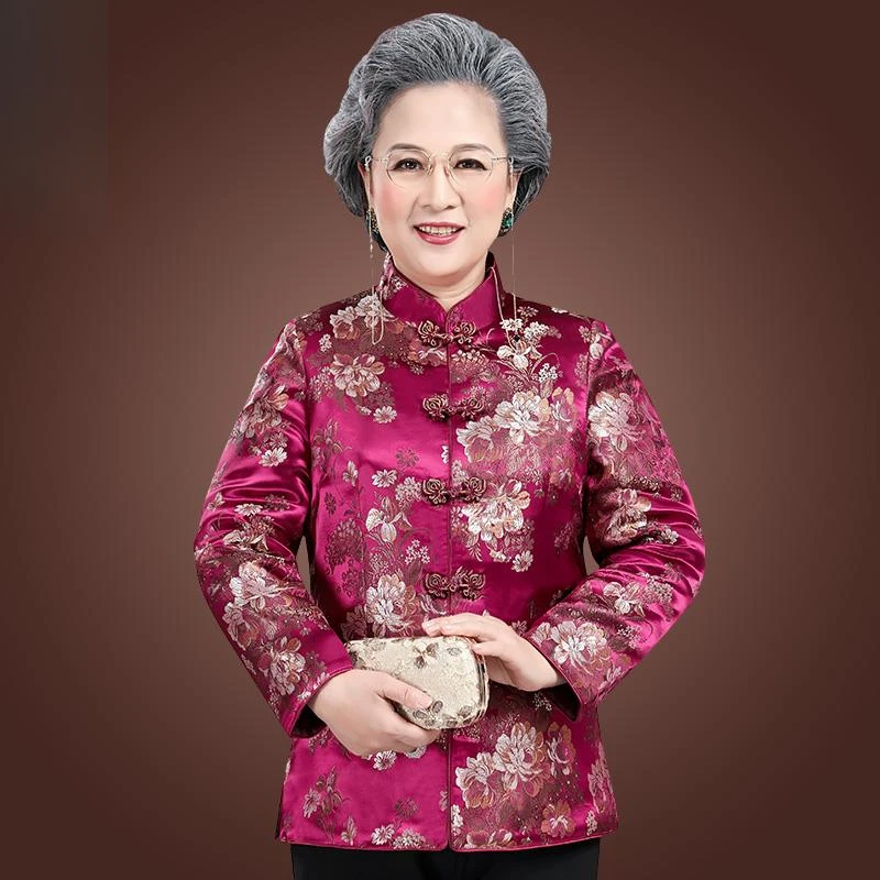 老年人唐装女外套7080老太太喜庆生日大寿星衣服奶奶棉袄中式女装