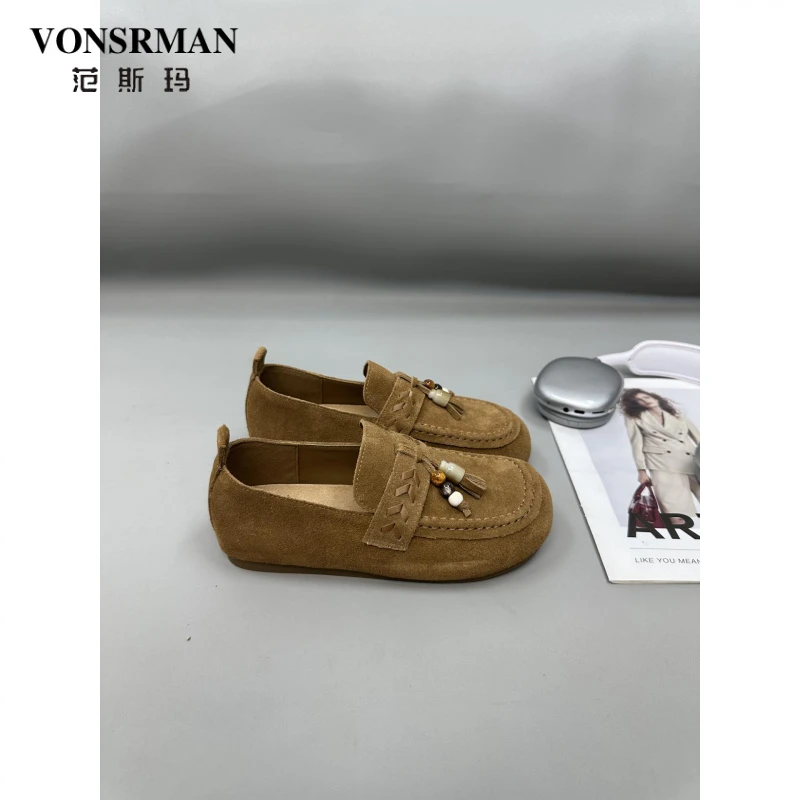 高端软底显脚小一脚蹬豆豆鞋女2025秋季新款显脚小勃肯懒人单鞋