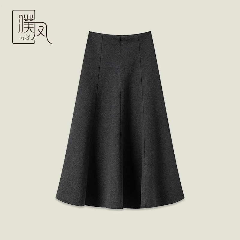 显瘦半身裙中长款A字裙秋冬毛呢女款1878