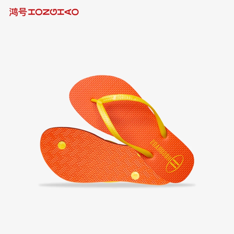 鸿号HONGHAO女士传统双色人字拖天然橡胶海滩度假耐磨防滑H23
