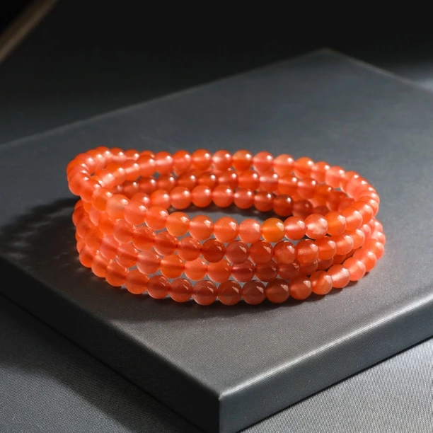 （桃）5mm+樱桃红南红四圈手链