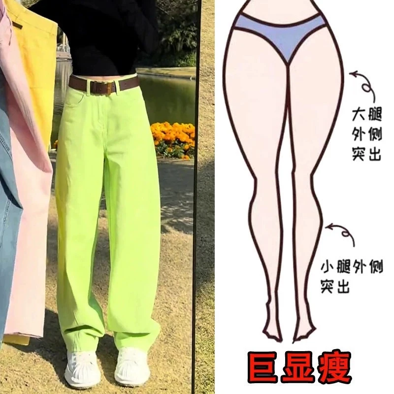2025春季新款大码女装宽松阔腿牛仔裤梨形身材显瘦高腰弯刀拖地裤
