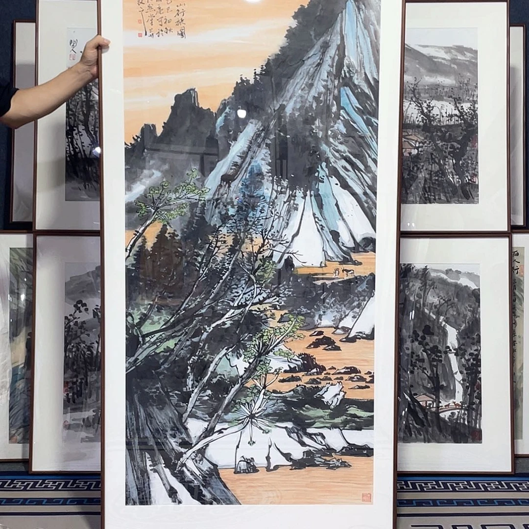 国画手绘画作品带框80/160