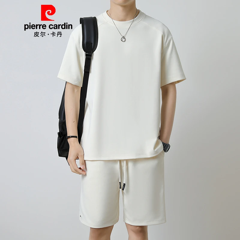 皮尔卡丹高端运动套装男新款夏季圆领跑步短裤休闲T恤短袖两件套