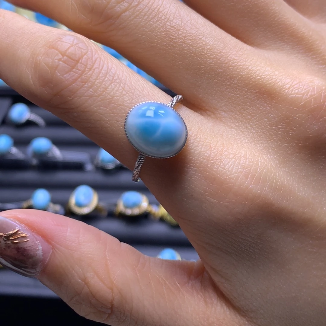 针钠钙石（海纹石）未镶嵌戒指蛋面戒指色差略异