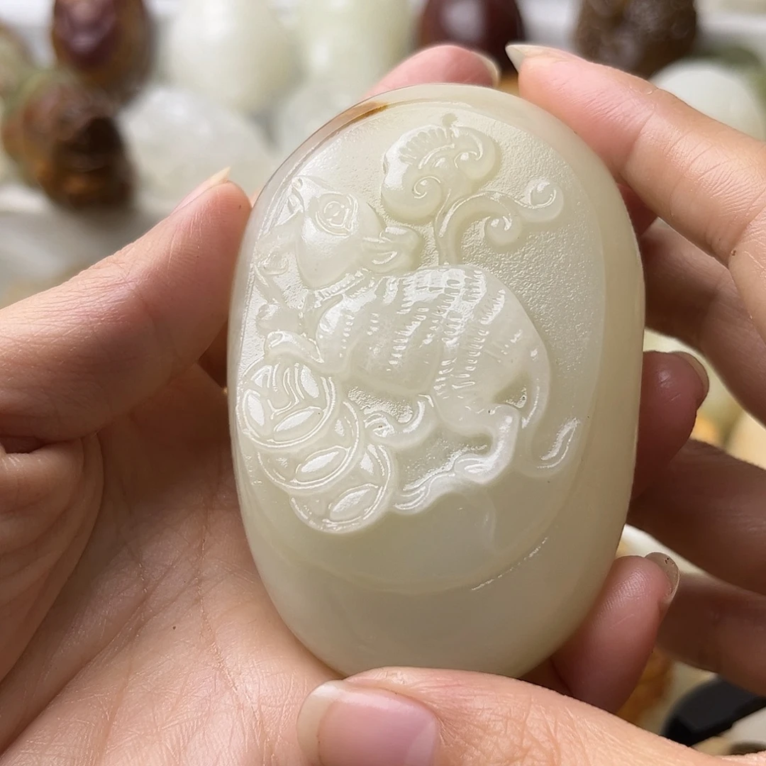 石材方解石手把摆件不退换鼠