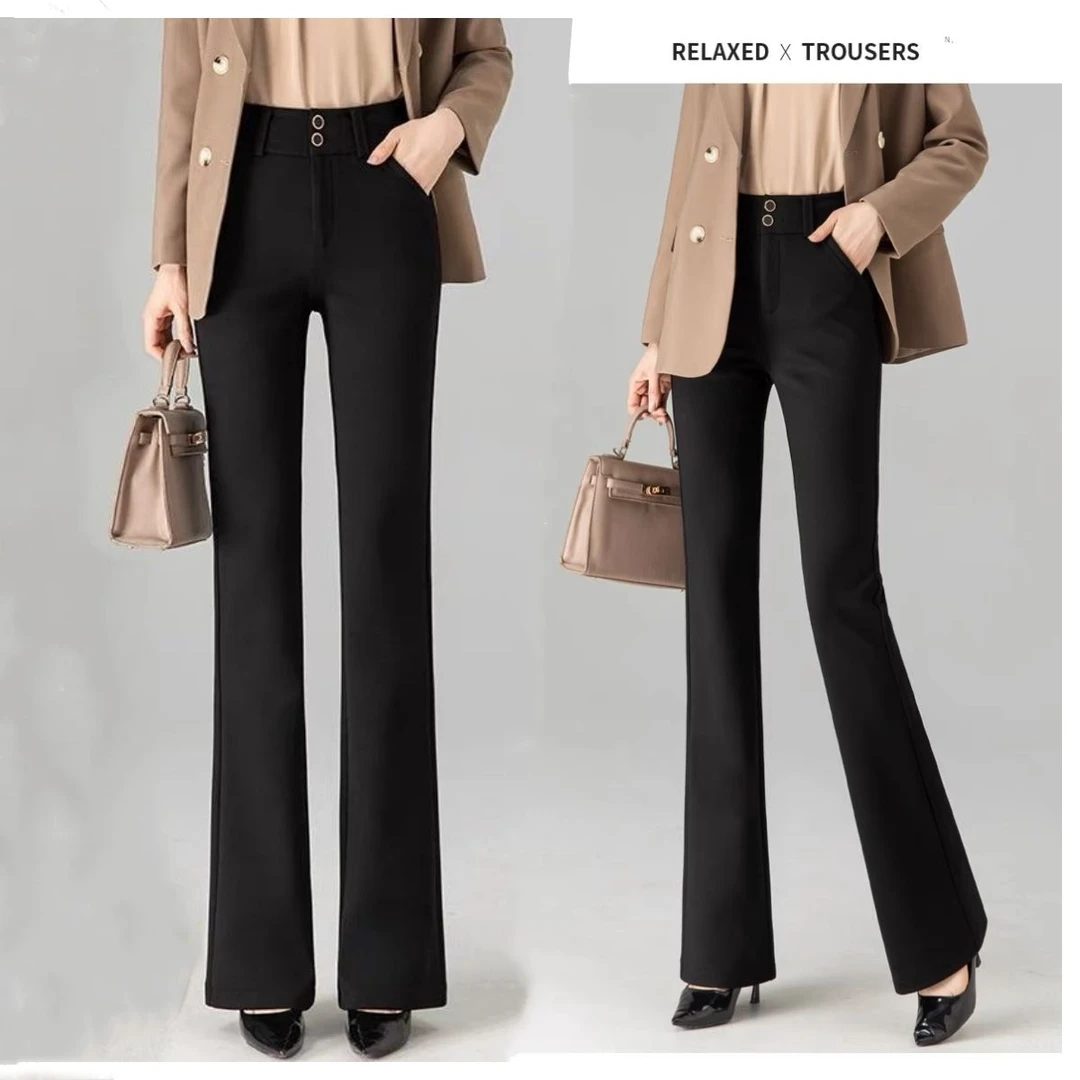 微喇裤春秋新款喇叭裤宽松休闲黑色垂感穿搭显瘦裤子休闲长裤女款