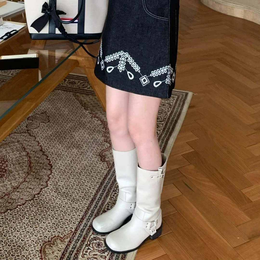 【赵小小yimao】2026831 马丁靴高跟骑士靴不过膝靴子英伦风高筒靴