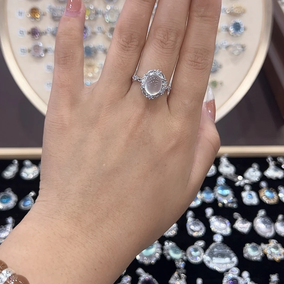 蛇纹石玉银S925镶嵌戒指纯***猪