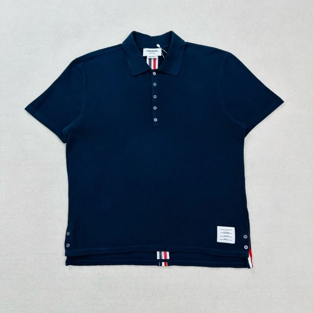 95新 THOMBROWNE 三色织带短袖Polo/4码/WL1711