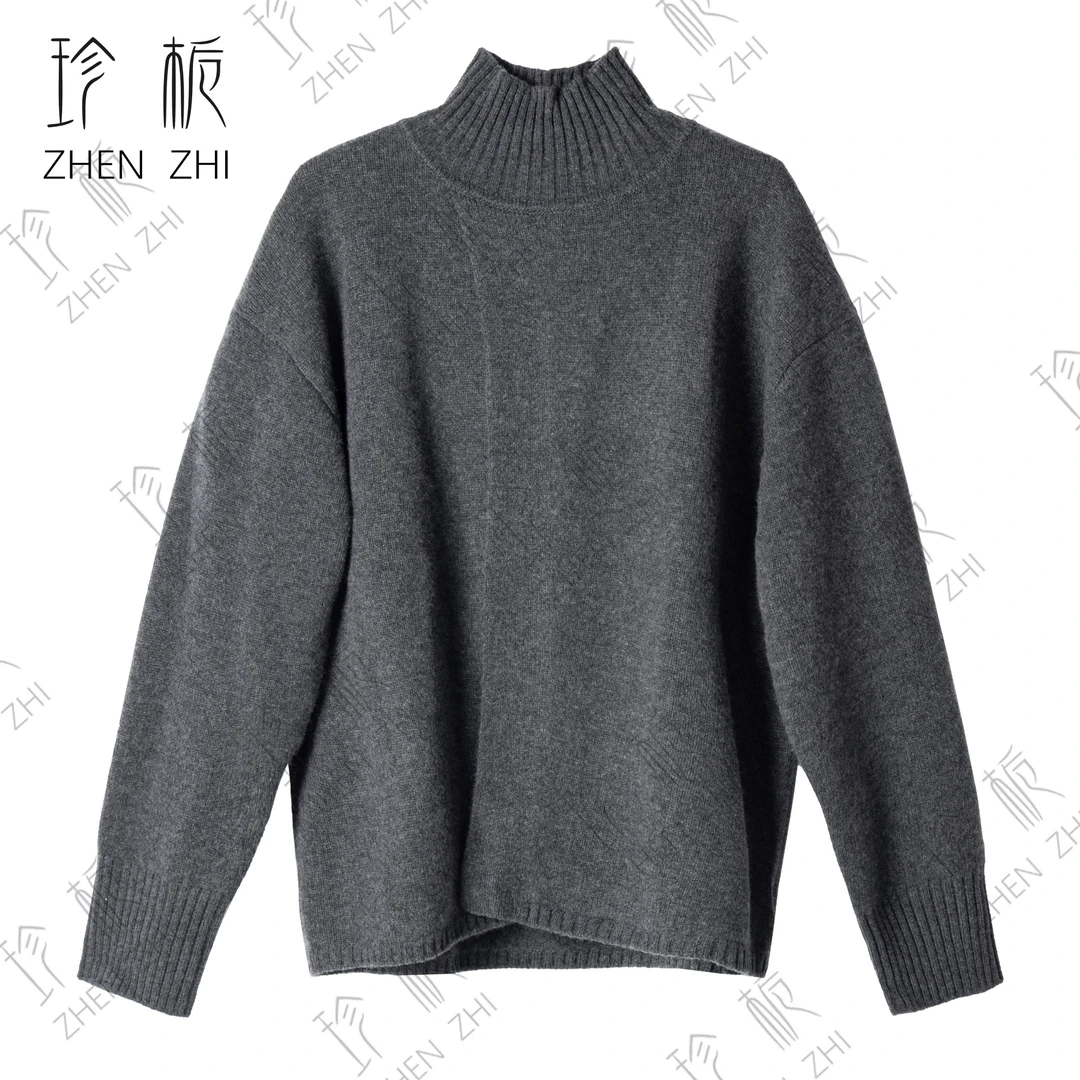 秋冬时尚半高领粗针休闲针织纯色羊毛宽松保暖百搭女套装HN84047