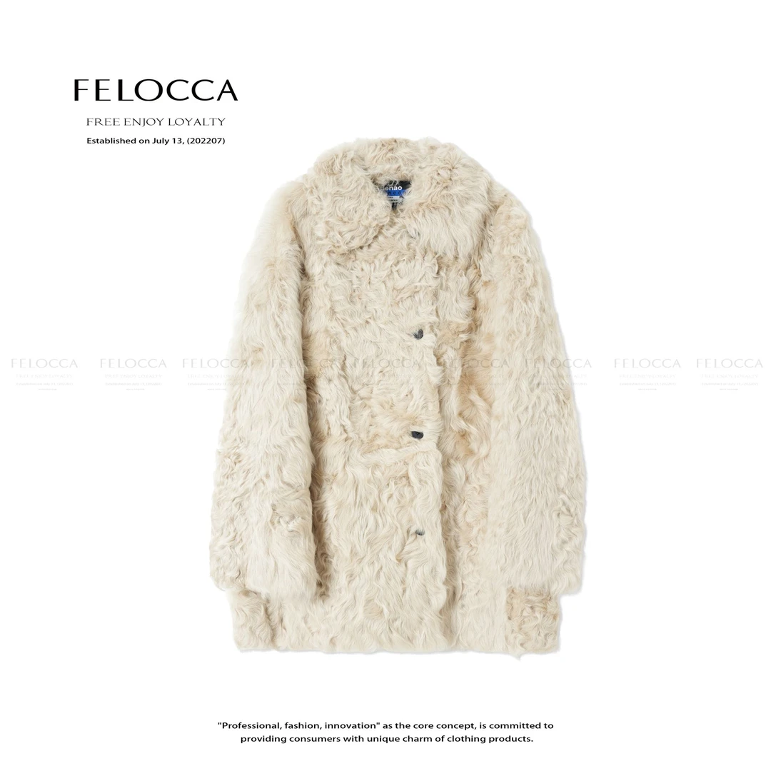 【FELOCCA】新款宽松翻领皮毛一体外套百搭BA-193