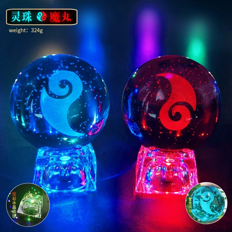 哪吒魔童闹海周边魔丸灵珠同款小夜灯水晶球摆件动漫手办送人礼物