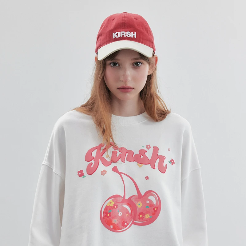 樱桃KIRSH 经典撞色字母刺绣鸭舌帽女2025新品韩系休闲百搭帽子