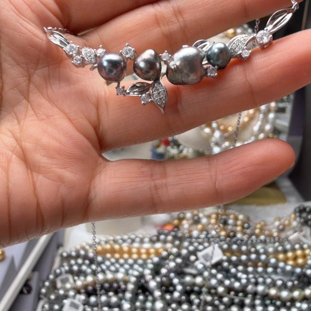 海水珍珠银S925镶嵌颈饰