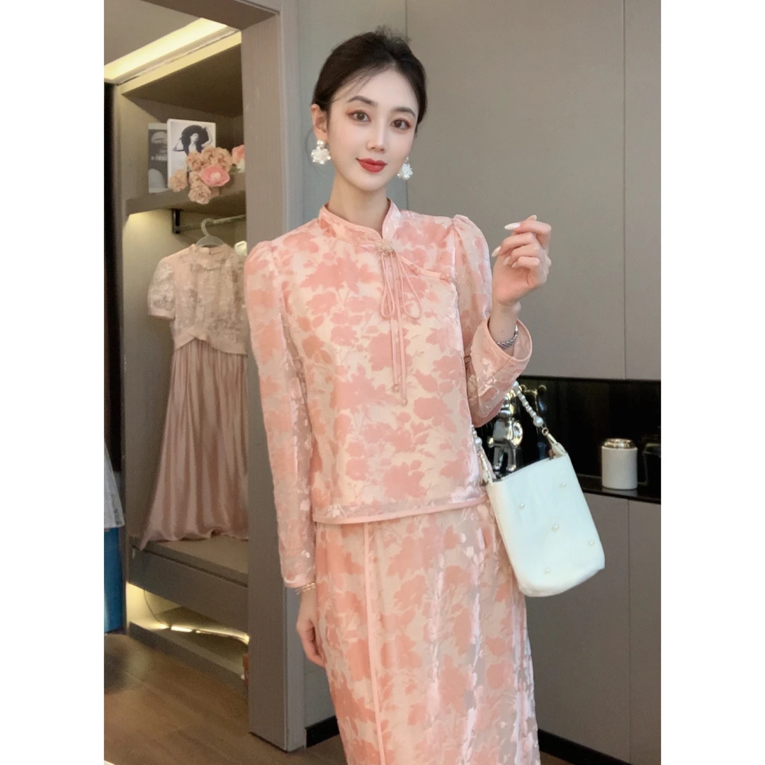 【CICI&GERTCOREL】烟花雨 新中式金皮植绒提花套装CC253A3089