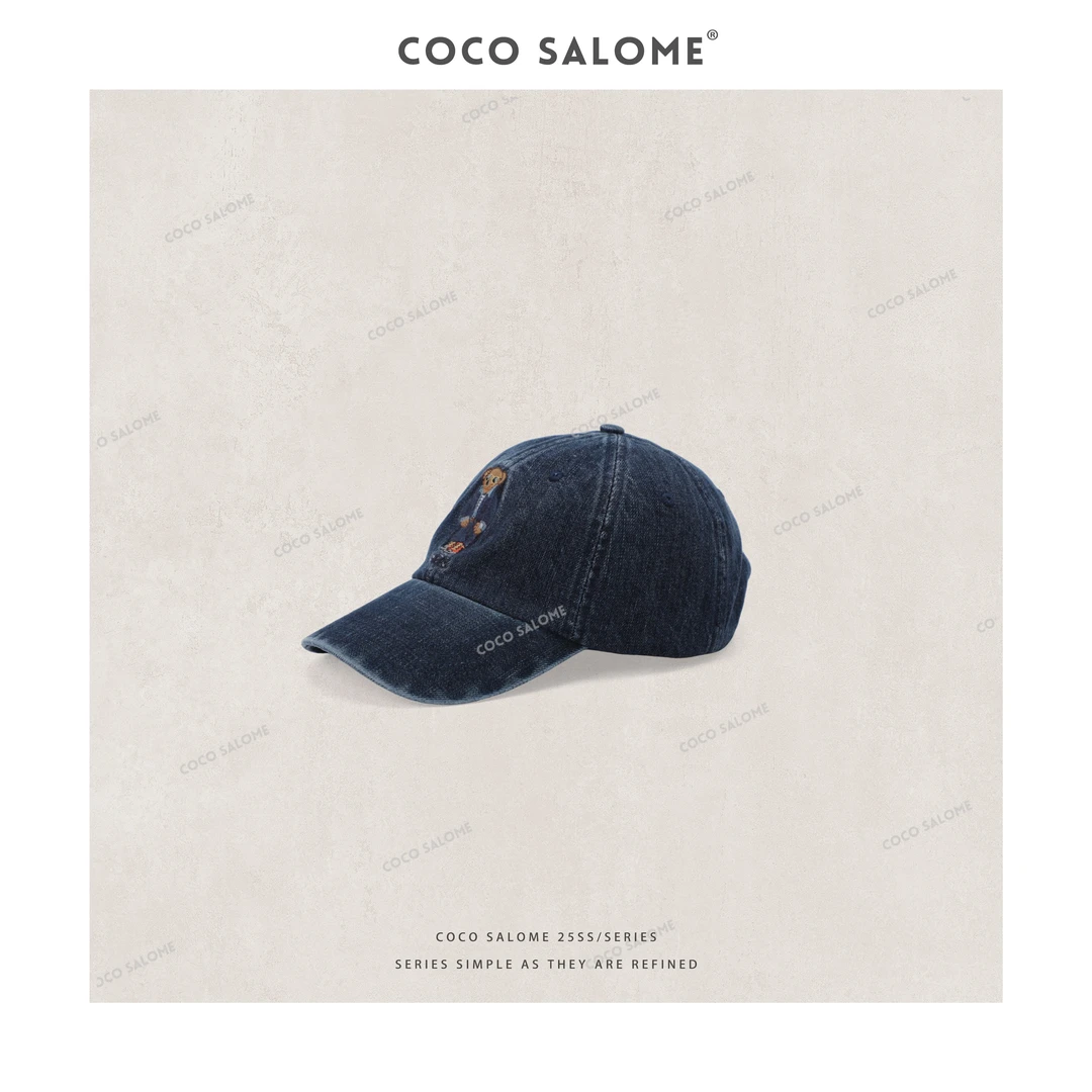 COCO SALOME【帕丁顿】时尚复古水洗做旧软顶牛仔棒球帽BQ0213