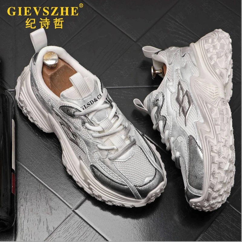 纪诗哲网面鞋男款夏季新款透气运动鞋厚底增高时尚百搭潮流休闲鞋