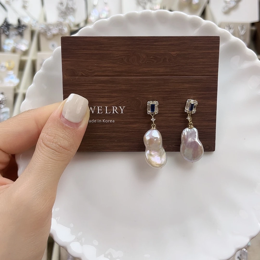 银S925镶嵌淡水珍珠耳饰