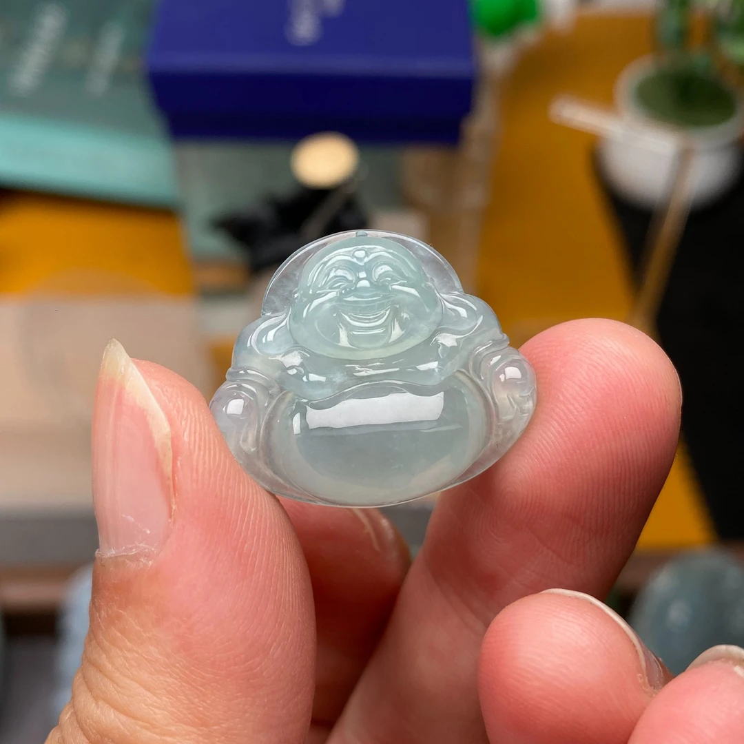 佛公挂件缅甸天然翡翠A货22.3*26.5*6.4