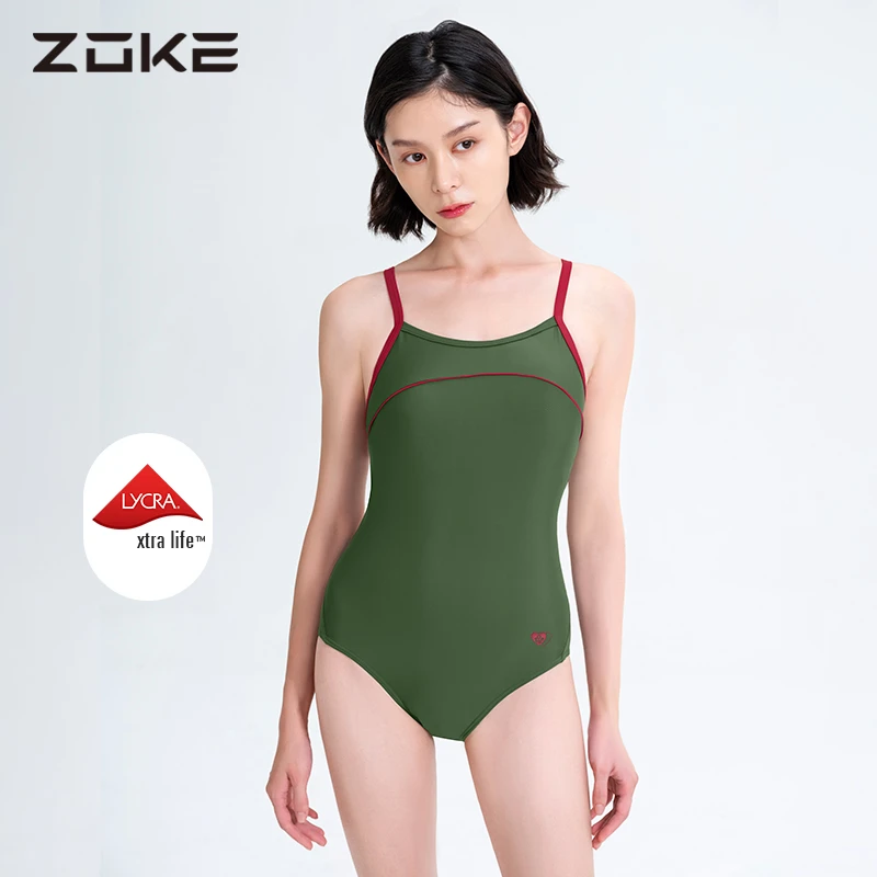 zoke洲克泳衣女款连体三角2025新款爆款牛油果专业游泳馆专用泳衣