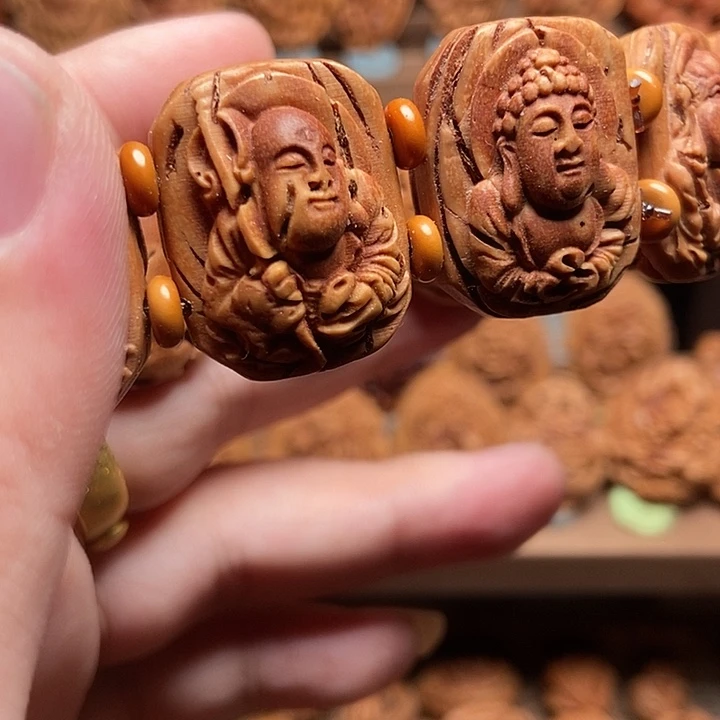 桃核浮雕神仙汇手牌